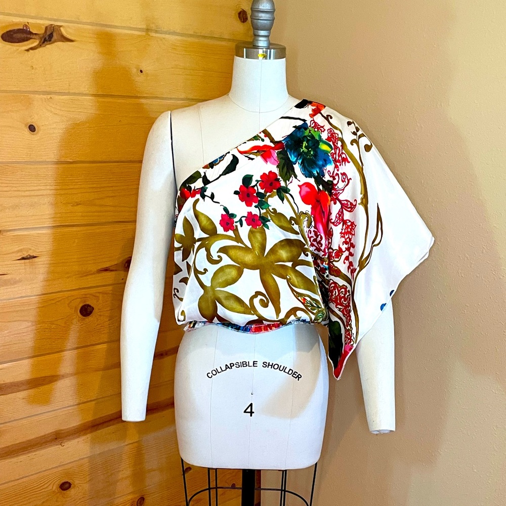 Body Central One Shoulder Floral Print Blouse
